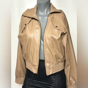 NONCHALANT Label Agathe Vegan Leather Bomber Jacket ,XS